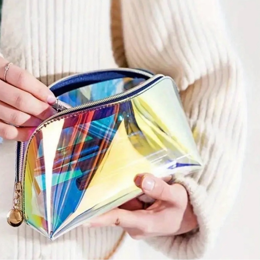 New - Unique - Retro Inspired Holographic -Fashion Cosmetics /Accessories Bag